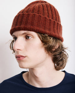 Bonnet Homme en Laine & Cachemire Rouge