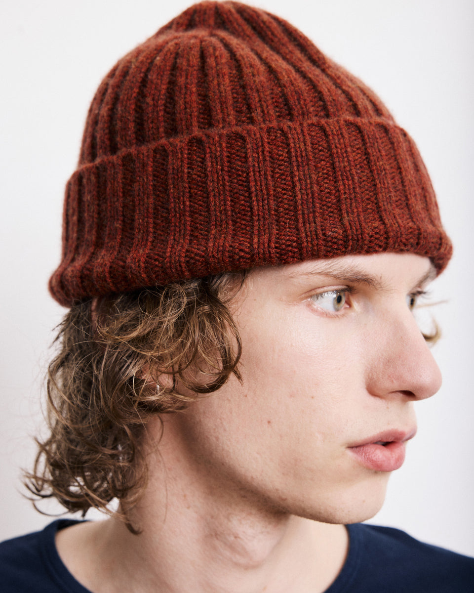 Bonnet Homme en Laine & Cachemire Rouge - Image alternative