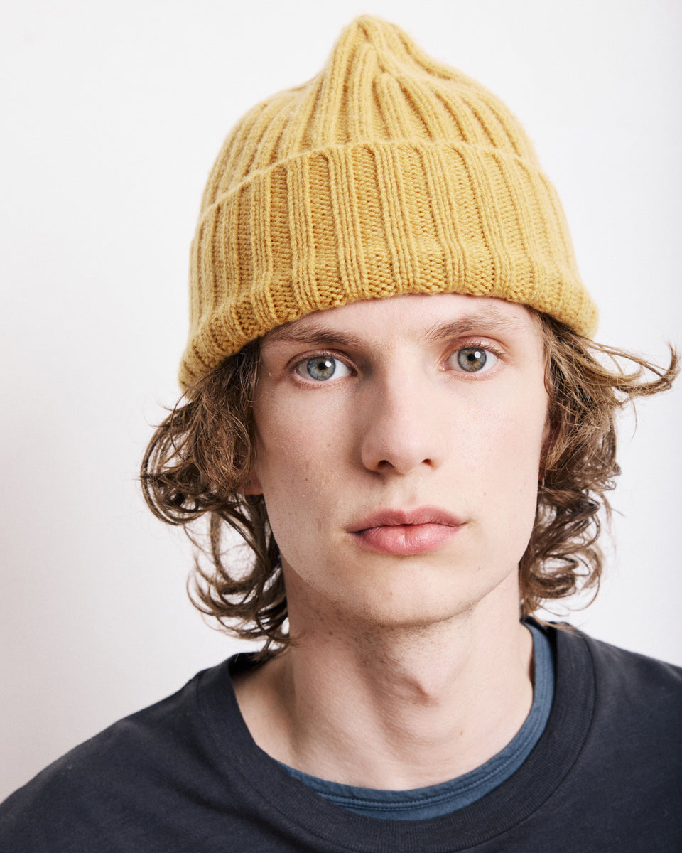 Bonnet Homme en Laine & Cachemire Moutarde - Image principale