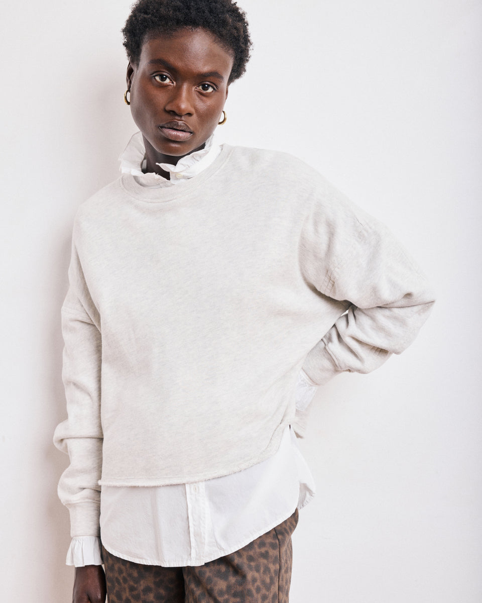 Tafia Women's Heather Off-White Cotton & Modal Sweatshirt - Image principale