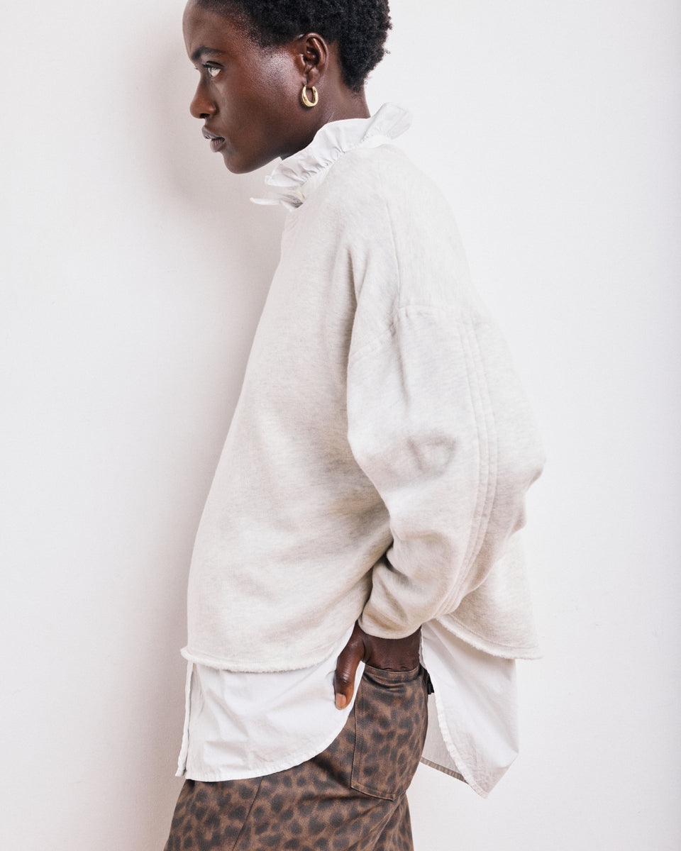 Tafia Women's Heather Off-White Cotton & Modal Sweatshirt - Image alternative