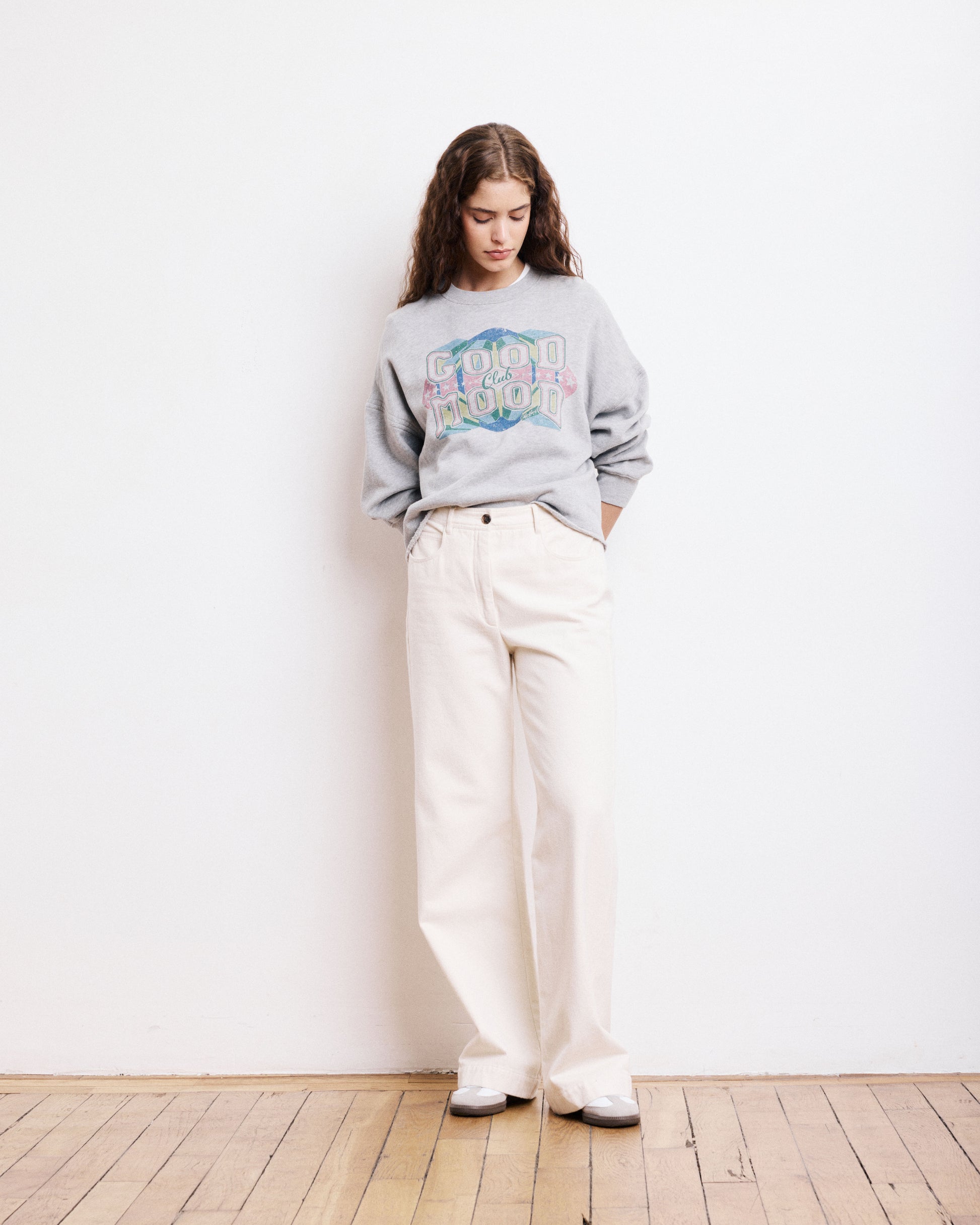 Sweatshirt Femme en Coton & Modal Gris Chiné Tahodd