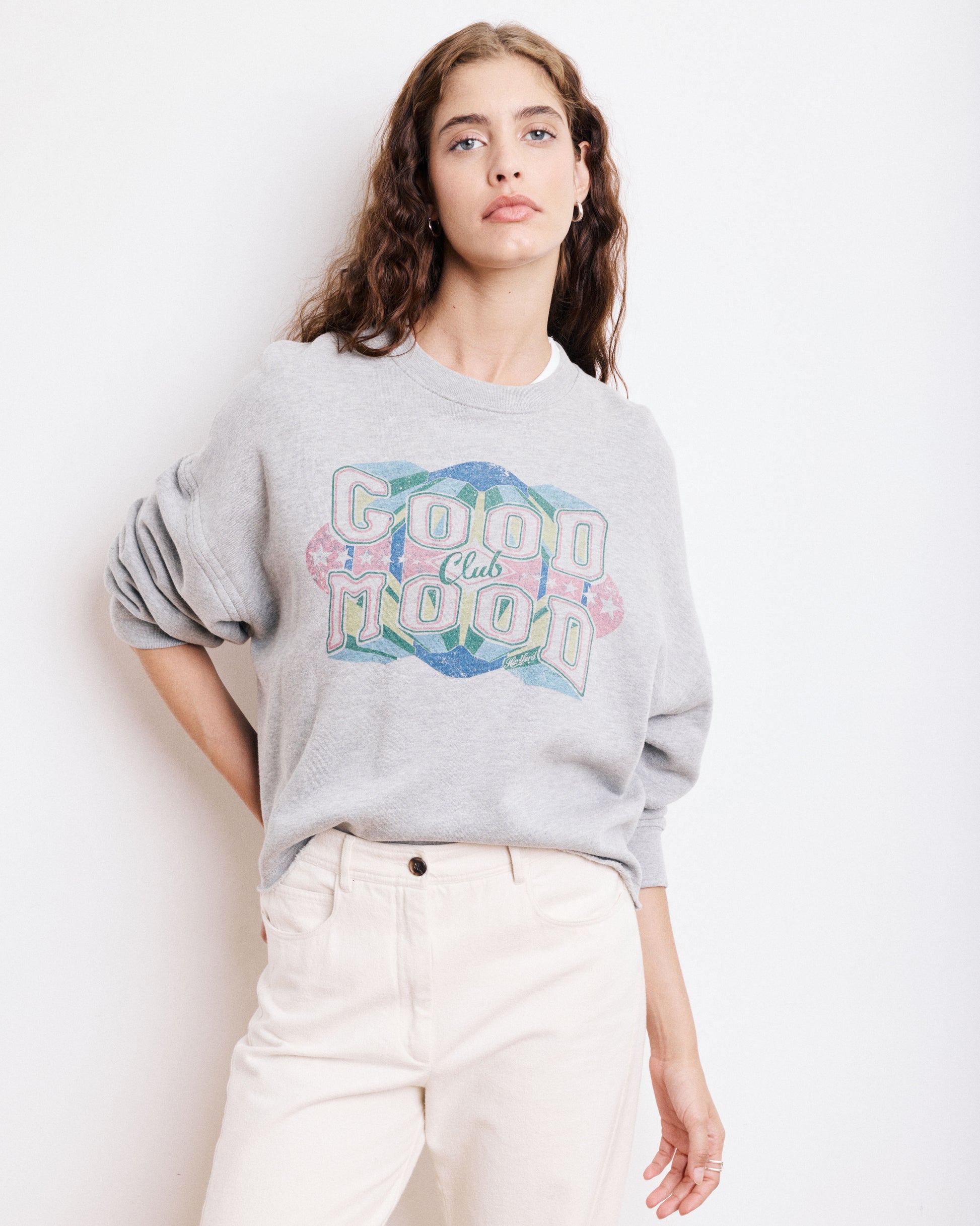 Sweatshirt Femme en Coton & Modal Gris Chiné Tahodd
