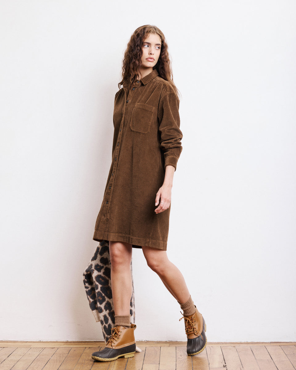 Ryler Women's Hazelnut Seersucker Corduroy Dresse - Image principale