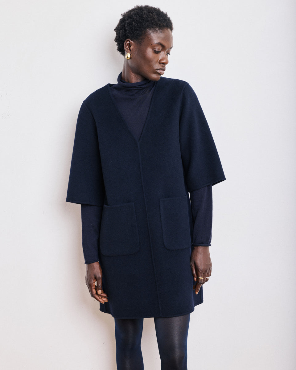 Reja Women's Navy Blue Double Face Wool Dresse - Image alternative