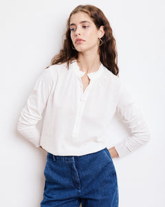 T-Shirt Femme en Coton Bi-Matière Ecru Tumy