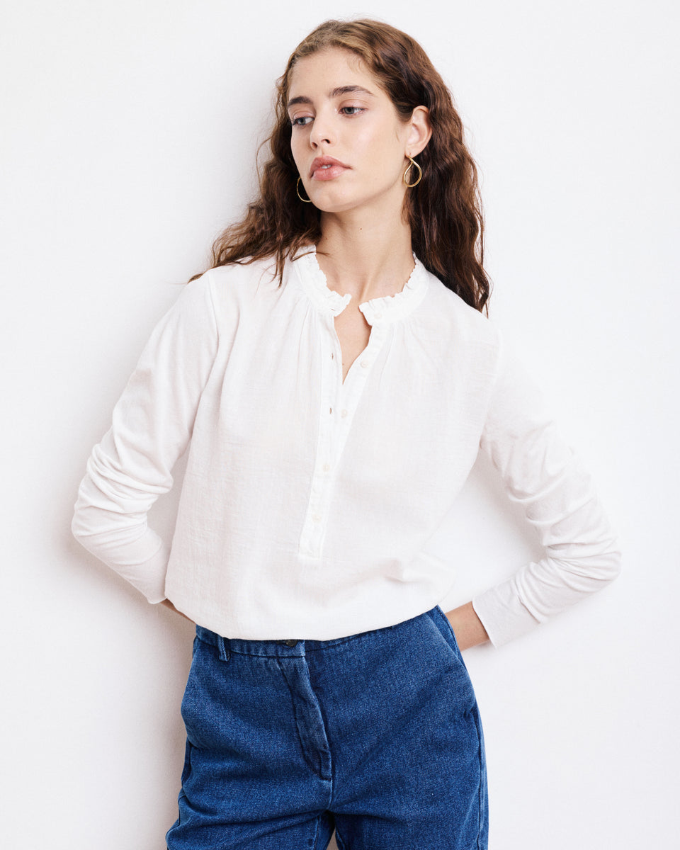 Camiseta Mujer en Algodón doble tejido Tumy crudo - Image principale