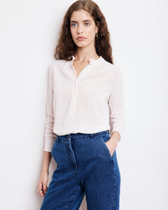 T-Shirt Femme en Coton Bi-Matière Rose pâle Tumy