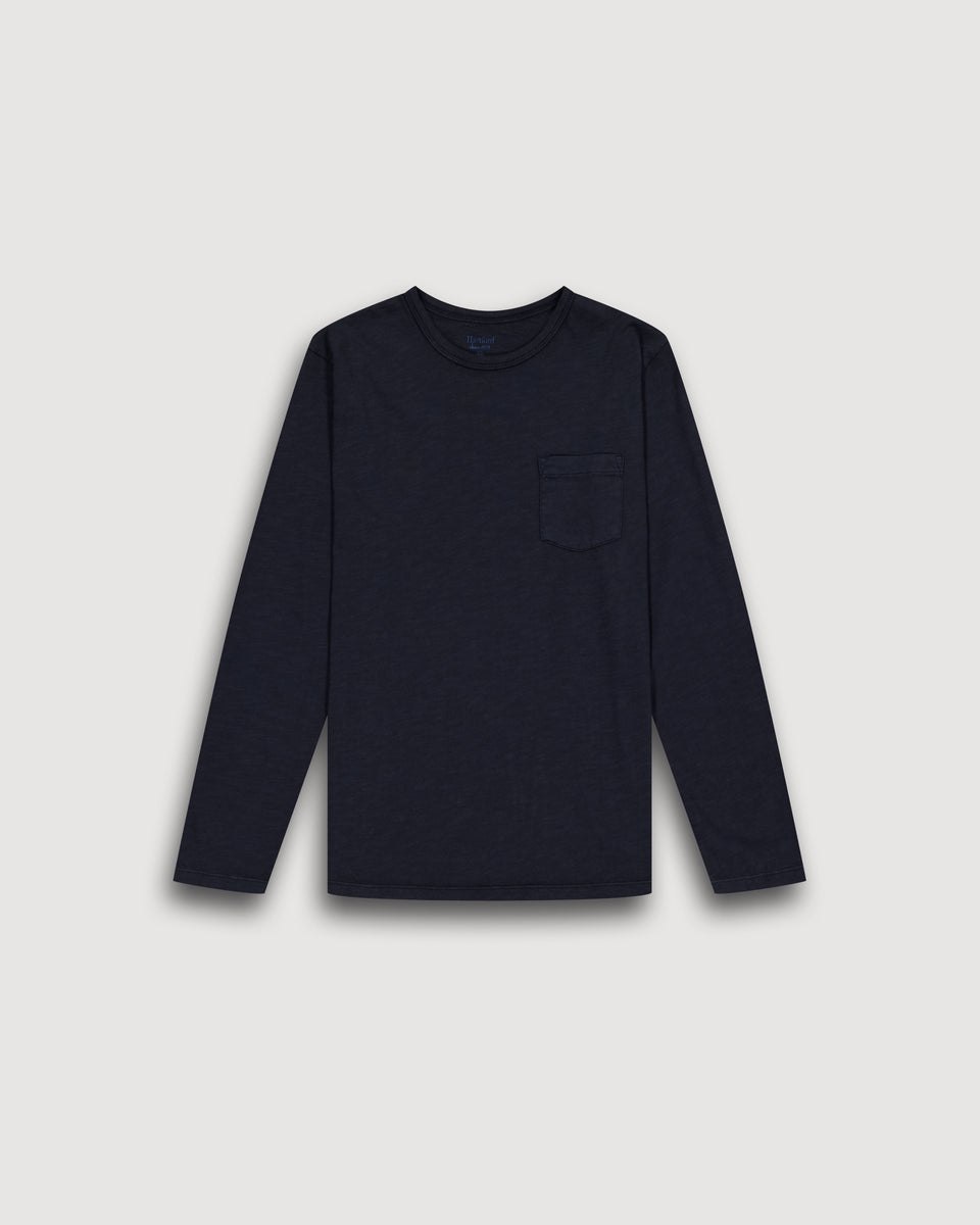 Pocket Crew Boys' Navy Blue Slub Cotton T-Shirt - Image principale