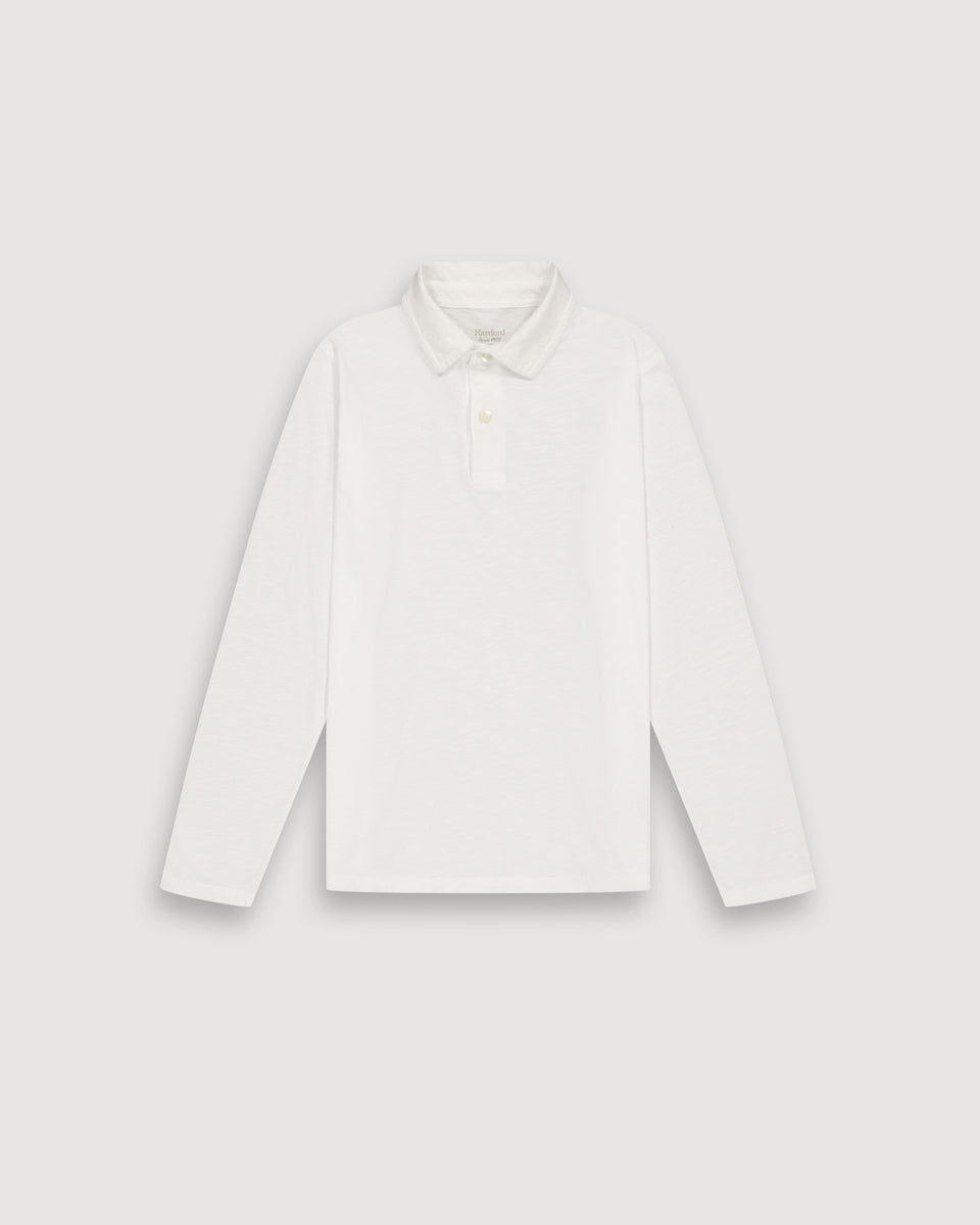 Polo Garçon en Coton Slub Blanc - Image principale