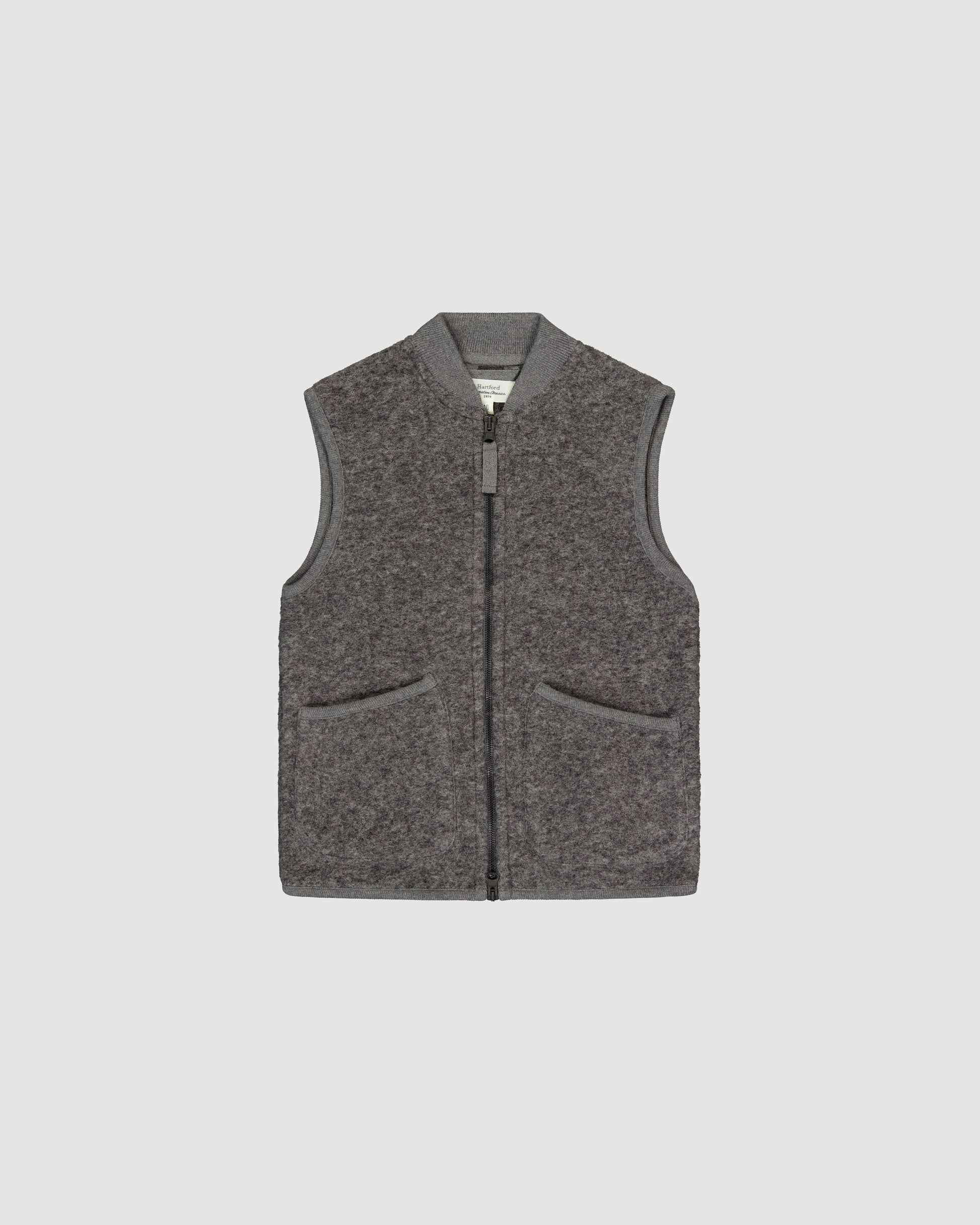 Gilet Garçon en Laine Bouillie Gris Chiné