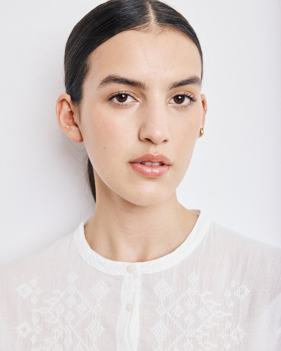 Chemise Femme en Coton Bi-Matière Ecru Taora - Image alternative