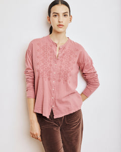 Chemise Femme en Coton Bi-Matière Rose Taora