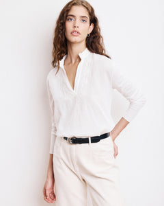 T-Shirt Femme en Coton Bi-Matière Ecru Turgan