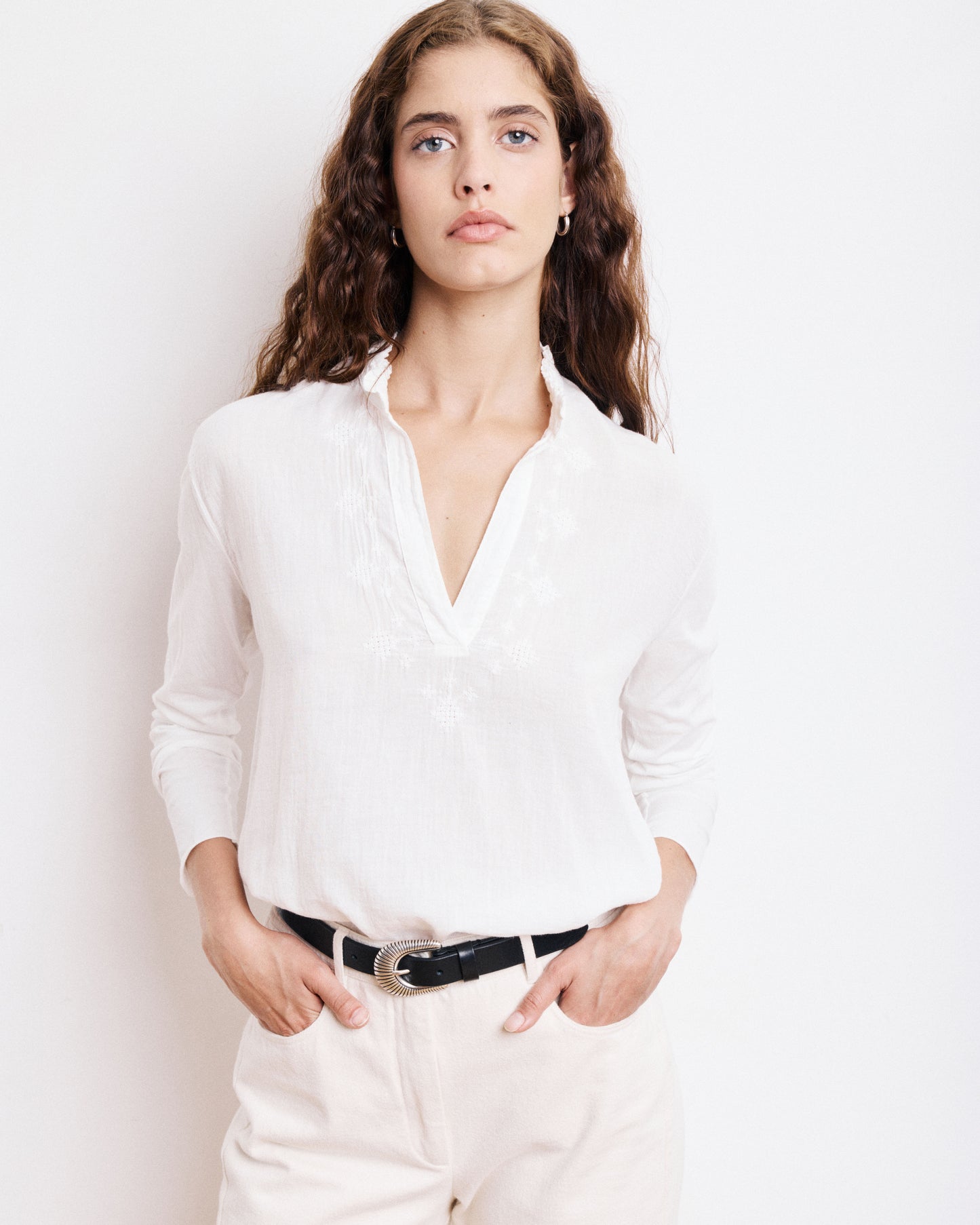 T-Shirt Femme en Coton Bi-Matière Ecru Turgan