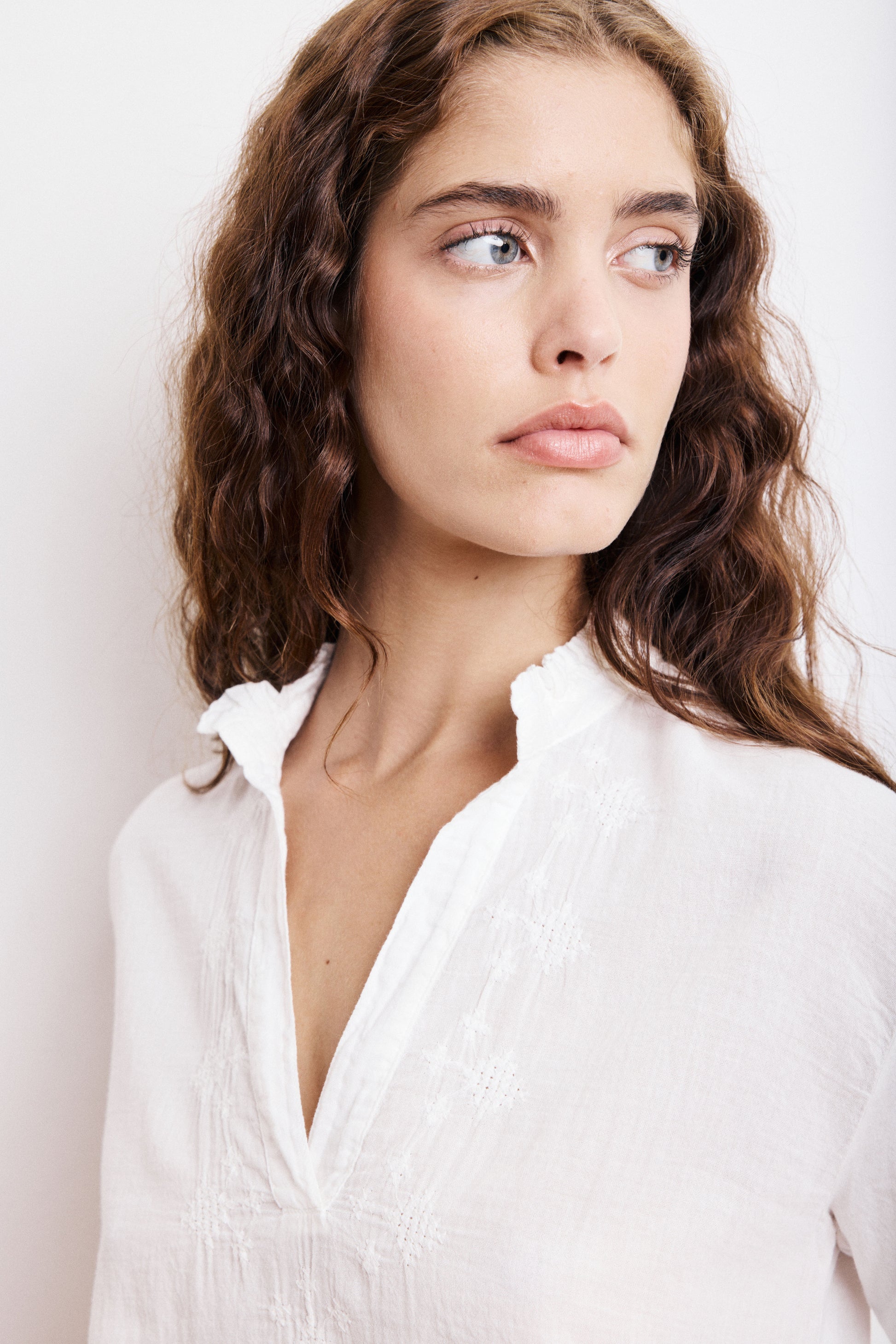 T-Shirt Femme en Coton Bi-Matière Ecru Turgan
