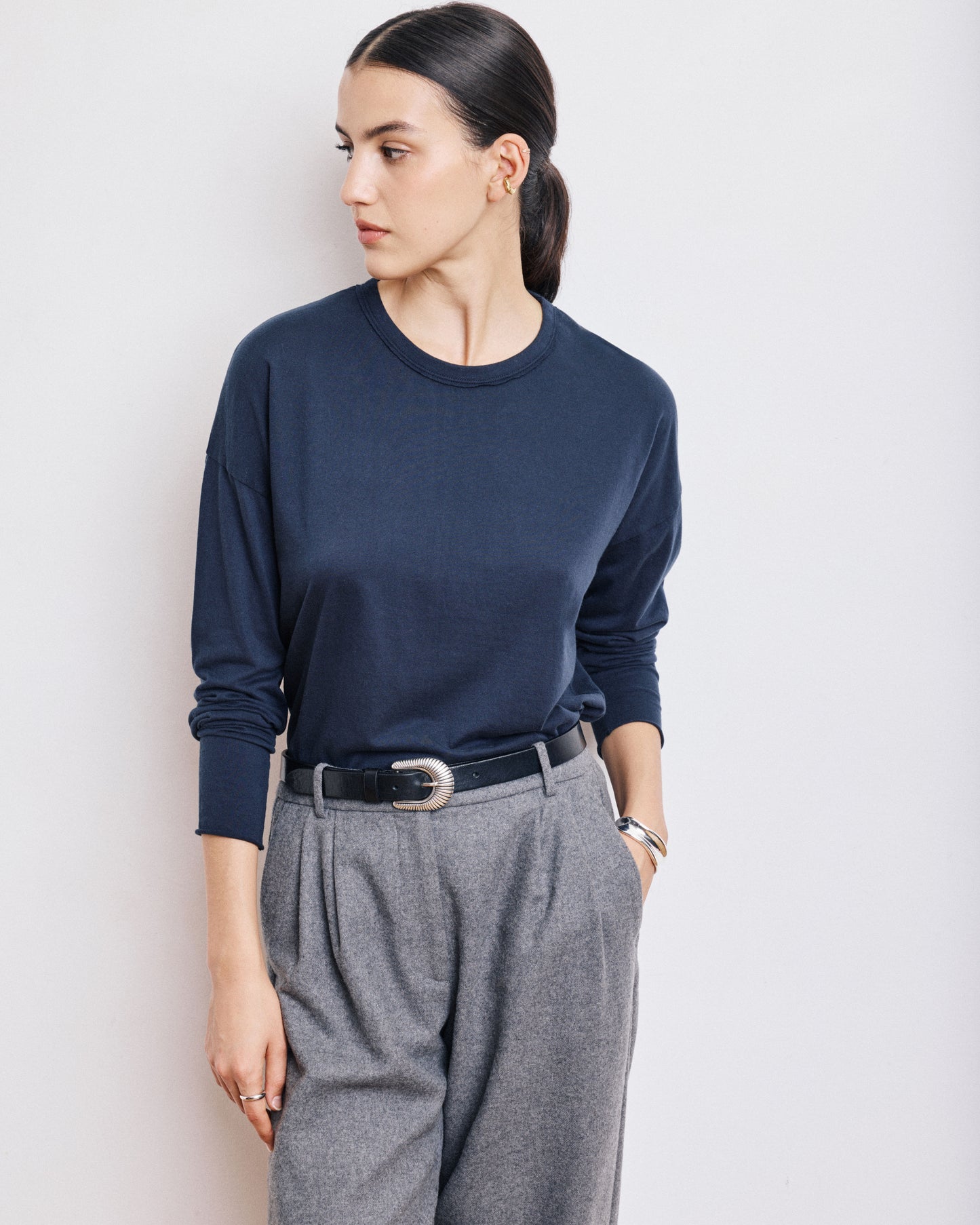 T-Shirt Femme en Coton & Modal Bleu Nuit Tarmac