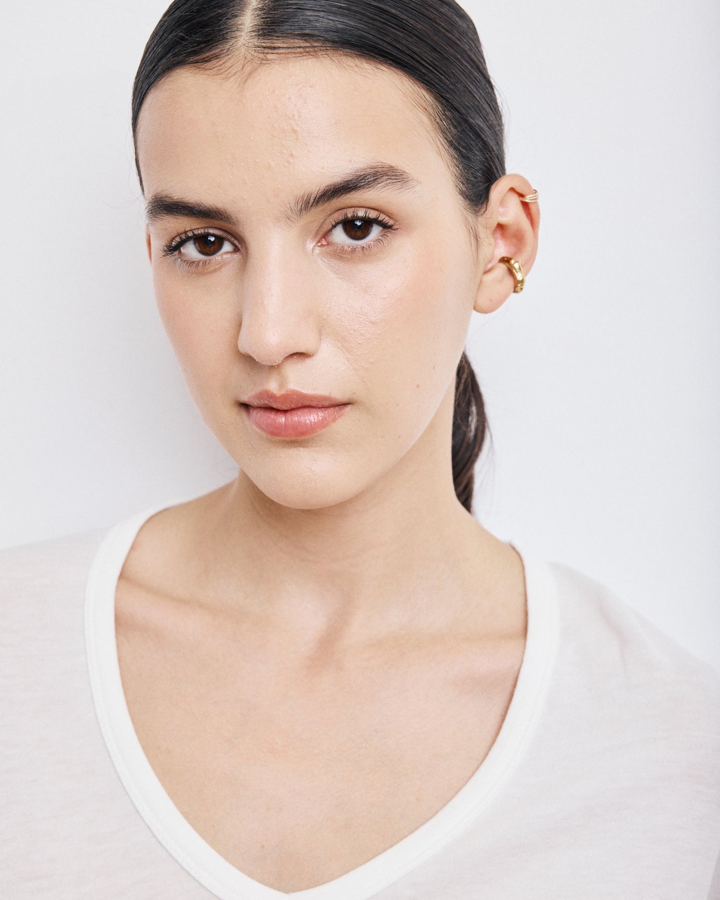 T-Shirt Femme en Coton & Modal Ecru Tibet