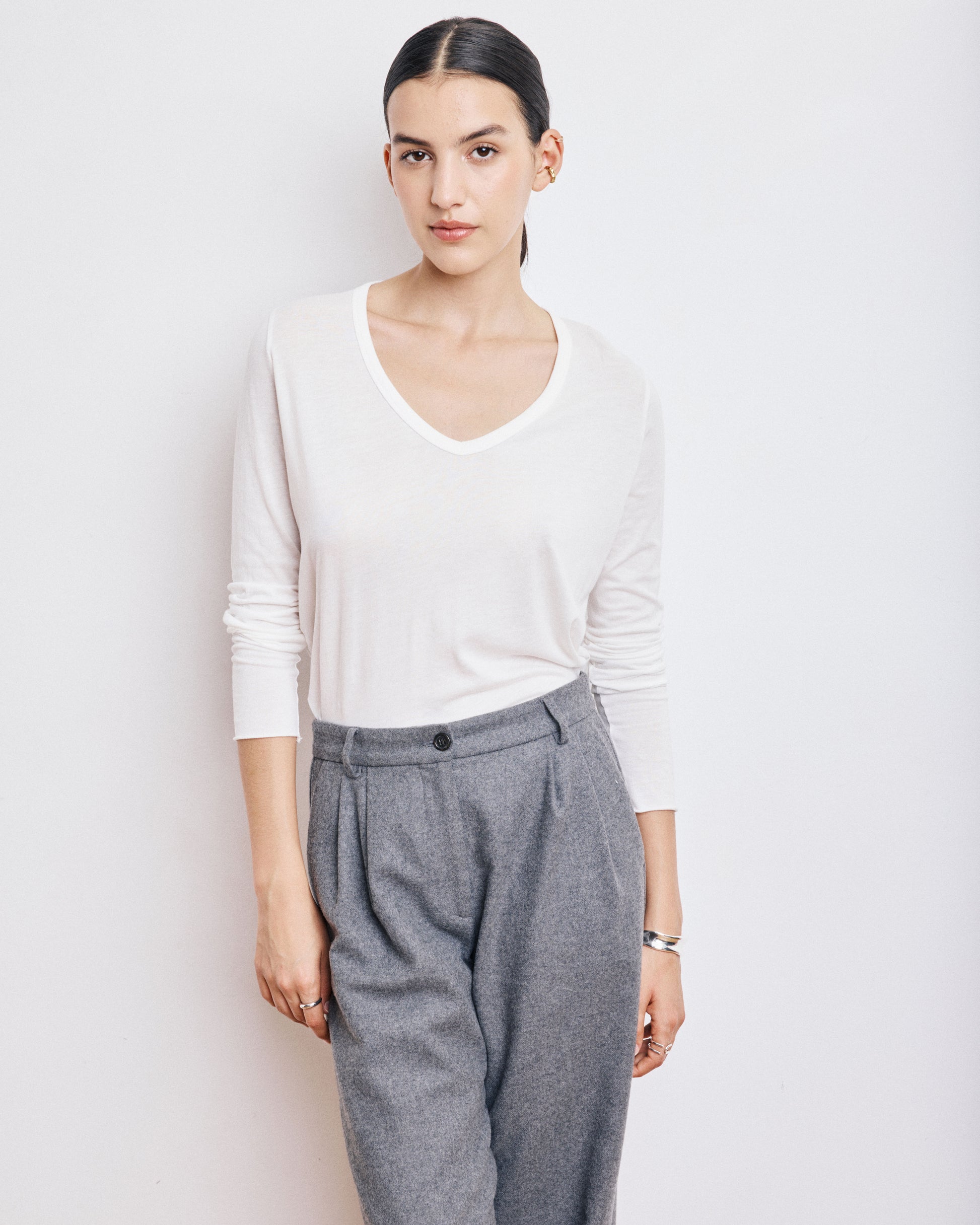 T-Shirt Femme en Coton & Modal Ecru Tibet