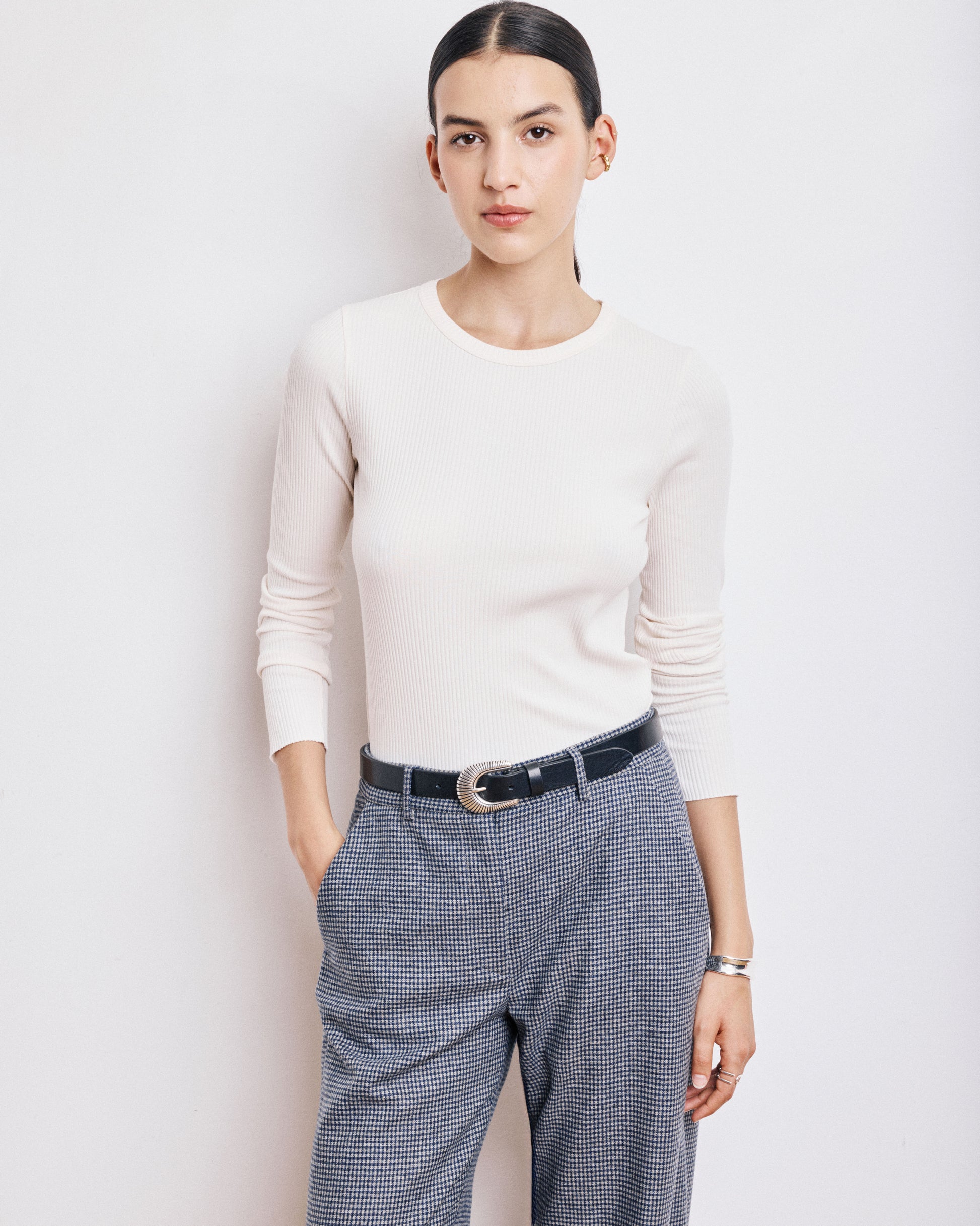 T-Shirt Femme en Coton & Modal Ecru Tattoo