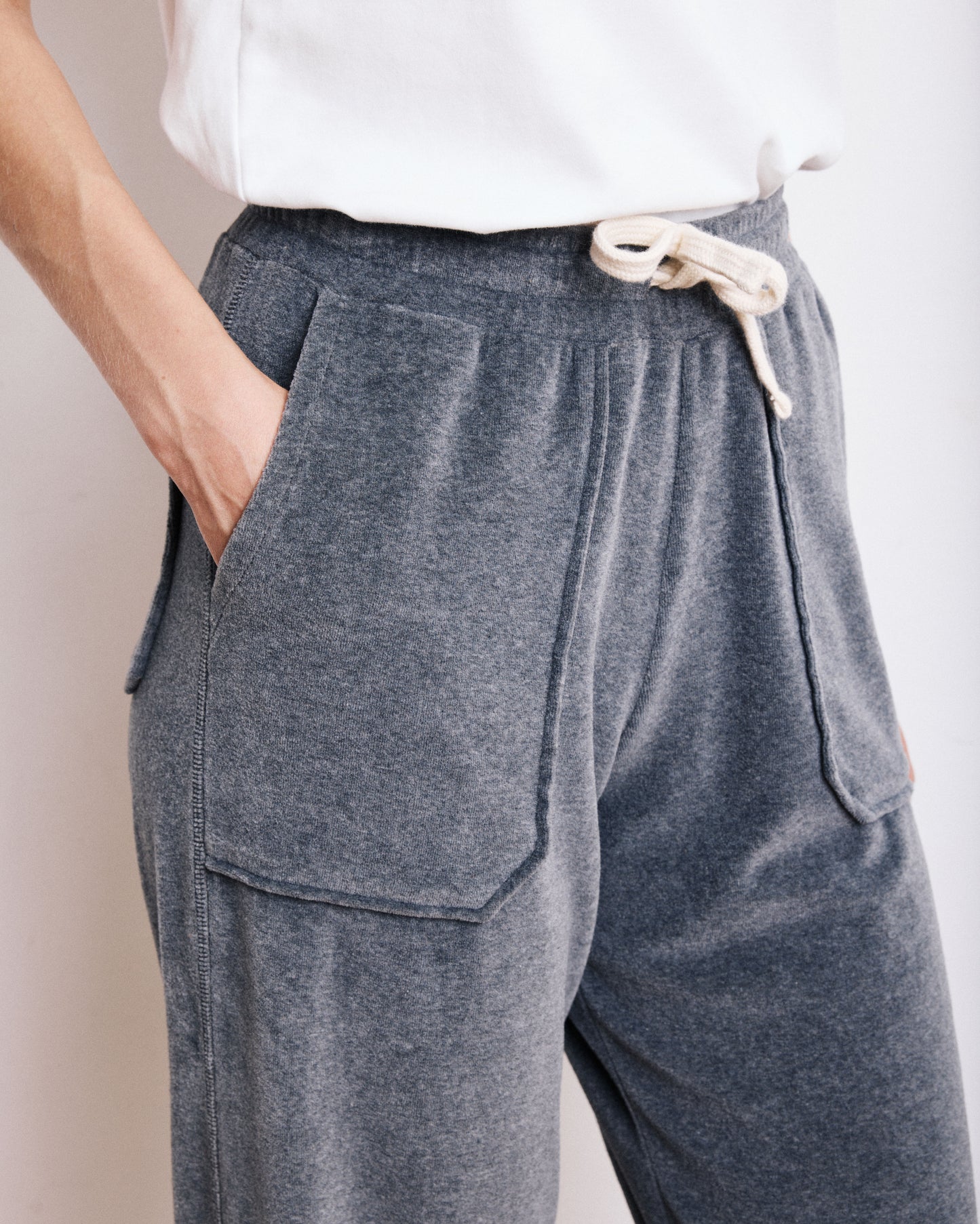 Pantalon Femme en Molleton Gris Anthracite Tino