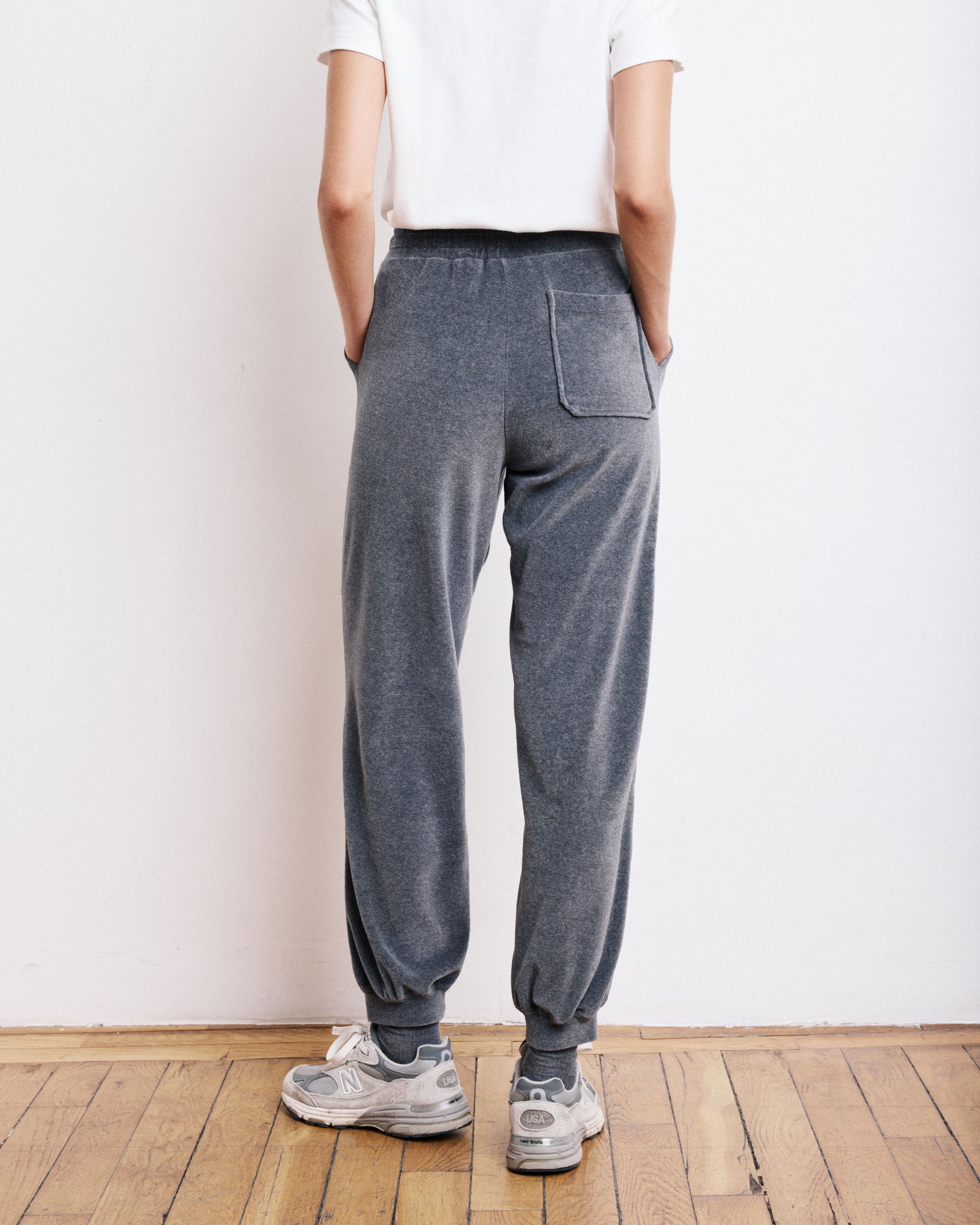 Pantalon Femme en Molleton Gris Anthracite Tino