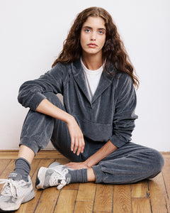 Sweatshirt Femme en Molleton Gris Anthracite Tag