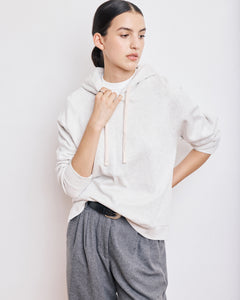 Sweatshirt Femme en Coton & Modal Ecru Chiné Tartan