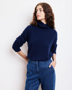 Pull Femme en Laine & Cachemire Bleu Marine Myoso