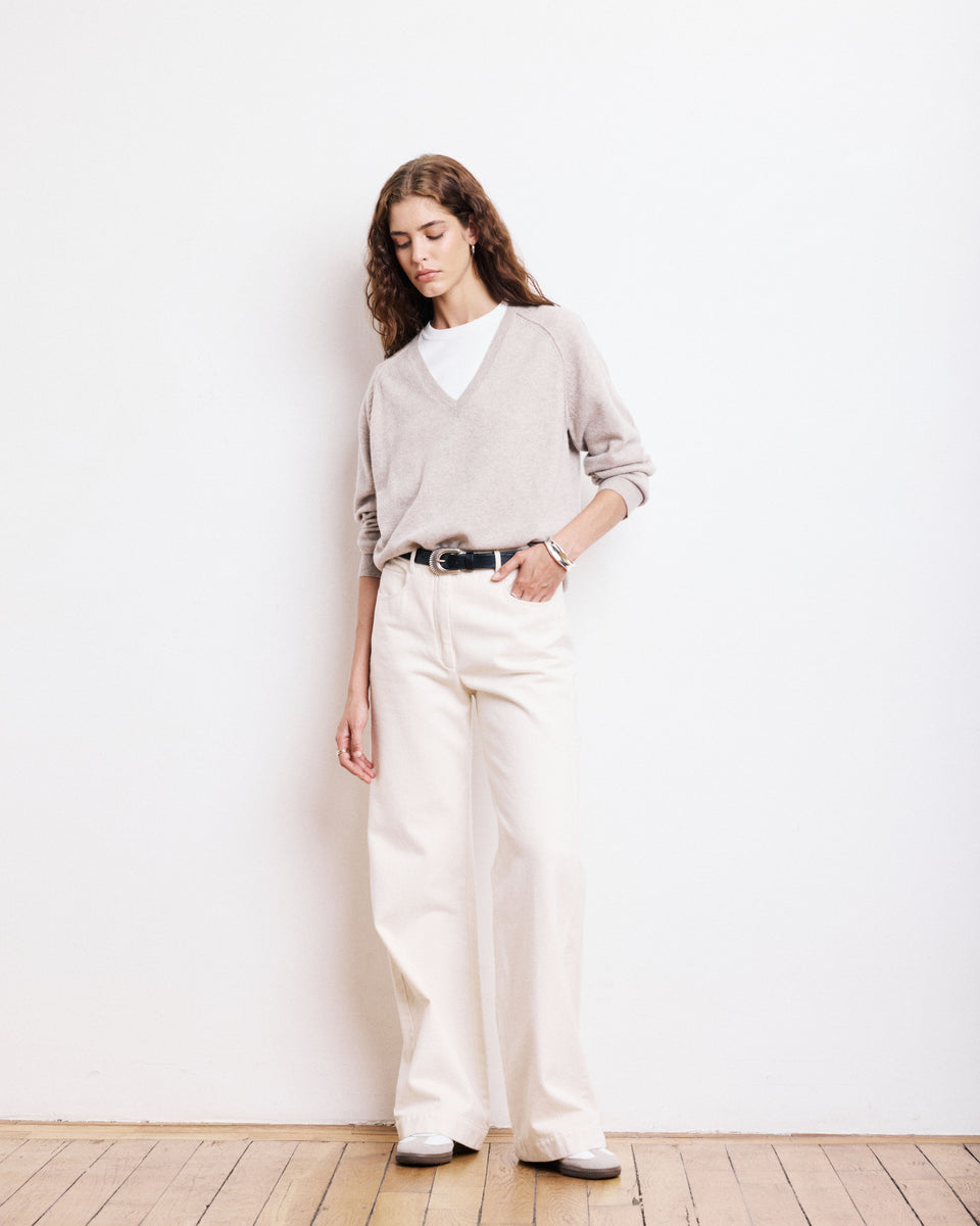 Pull Femme en Laine & Cachemire Beige Misa - Image alternative