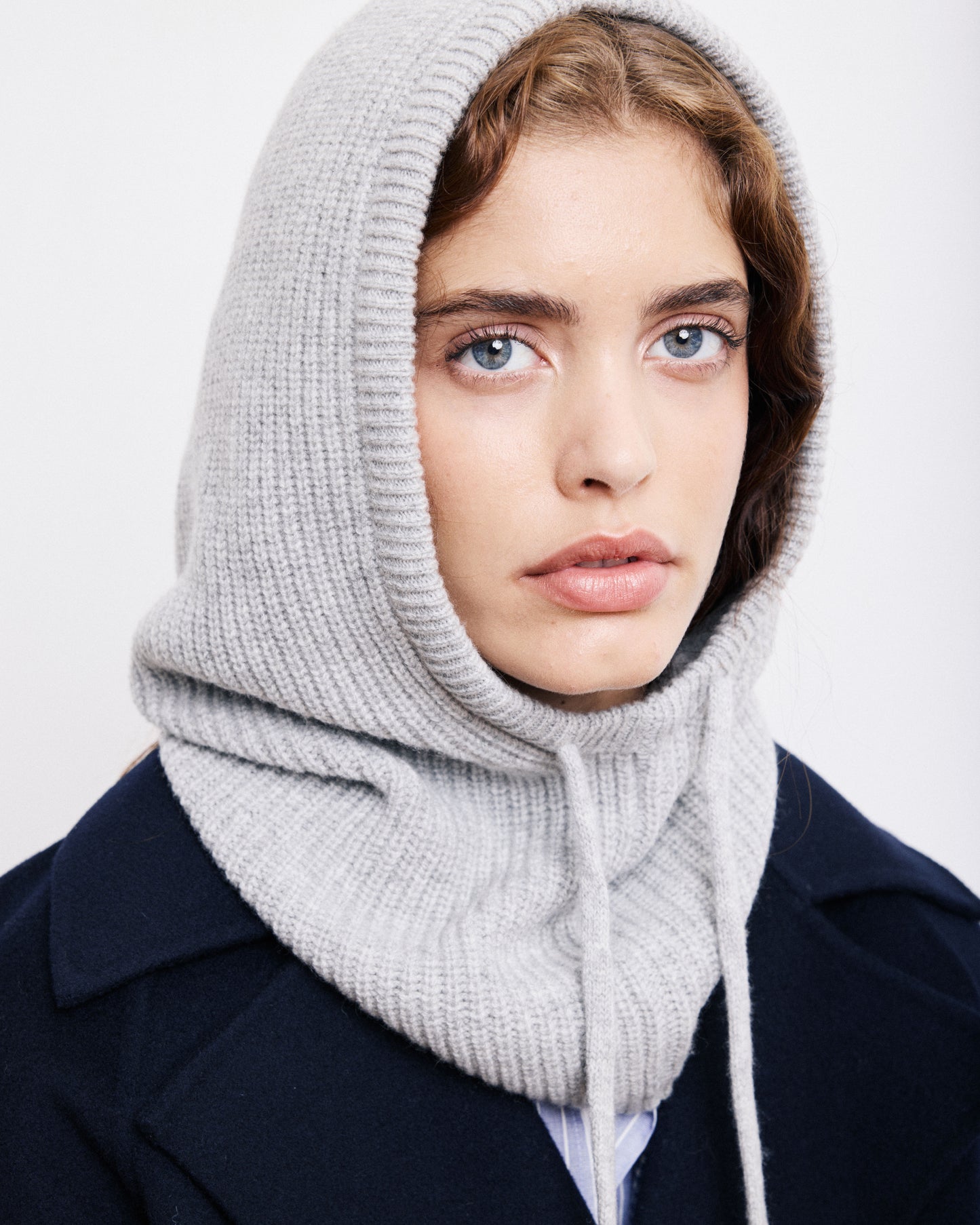 Cagoule Femme en Laine & Cachemire Gris Chiné Mellon