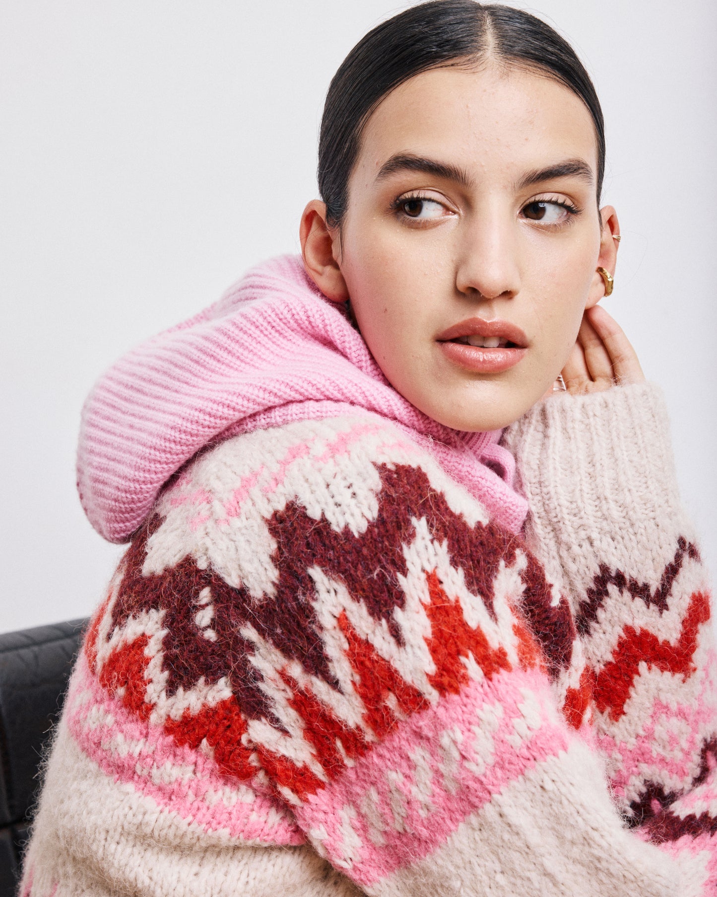 Cagoule Femme en Laine & Cachemire Rose Mellon