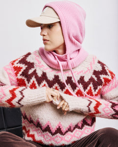 Cagoule Femme en Laine & Cachemire Rose Mellon