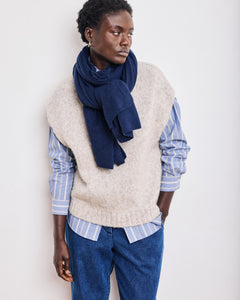 Echarpe Femme en Laine & Cachemire Bleu Marine Ment