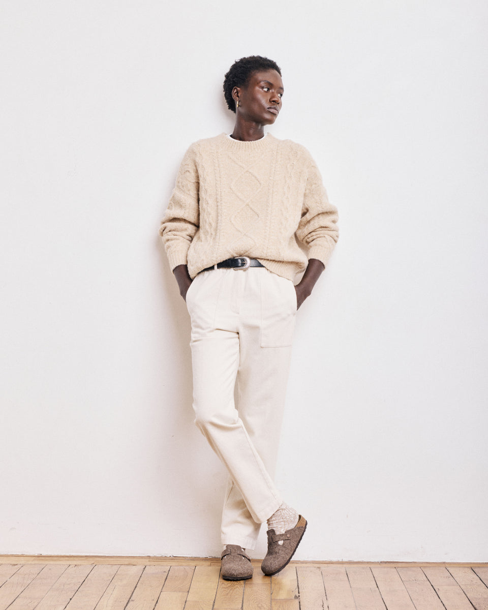 Pull Femme en Laine Torsadée Ecru Maloya - Image alternative