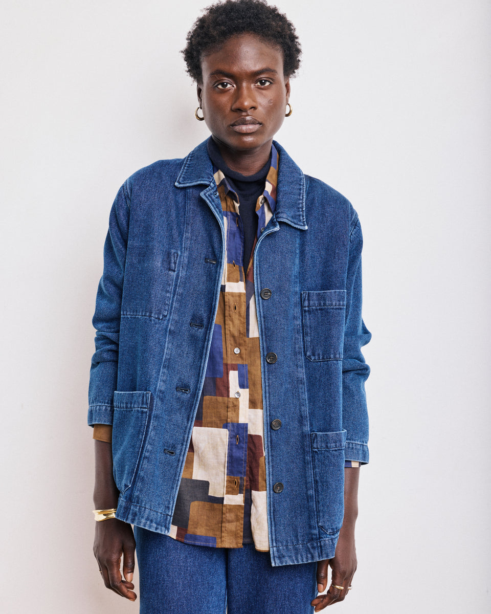 Verdi Women's Denim Blue Lyocell & Cotton Jacket - Image alternative