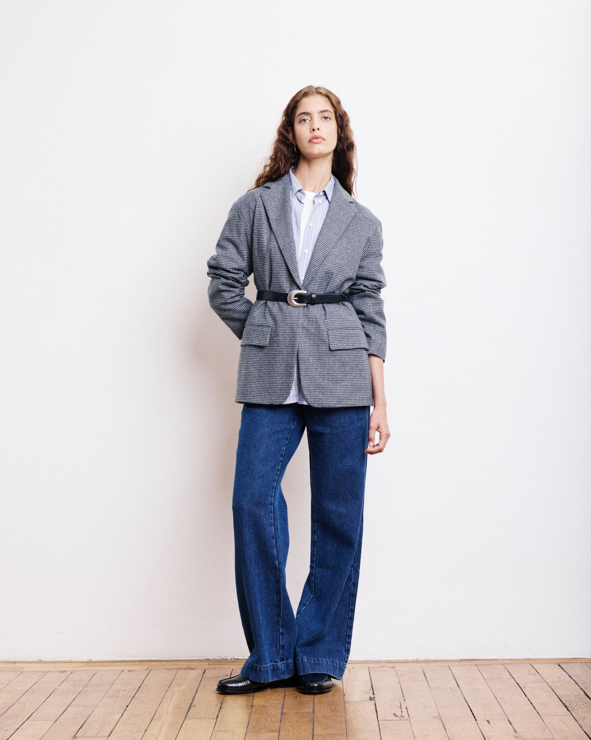 Veste Femme en Laine Bleu Marine & Gris Victo