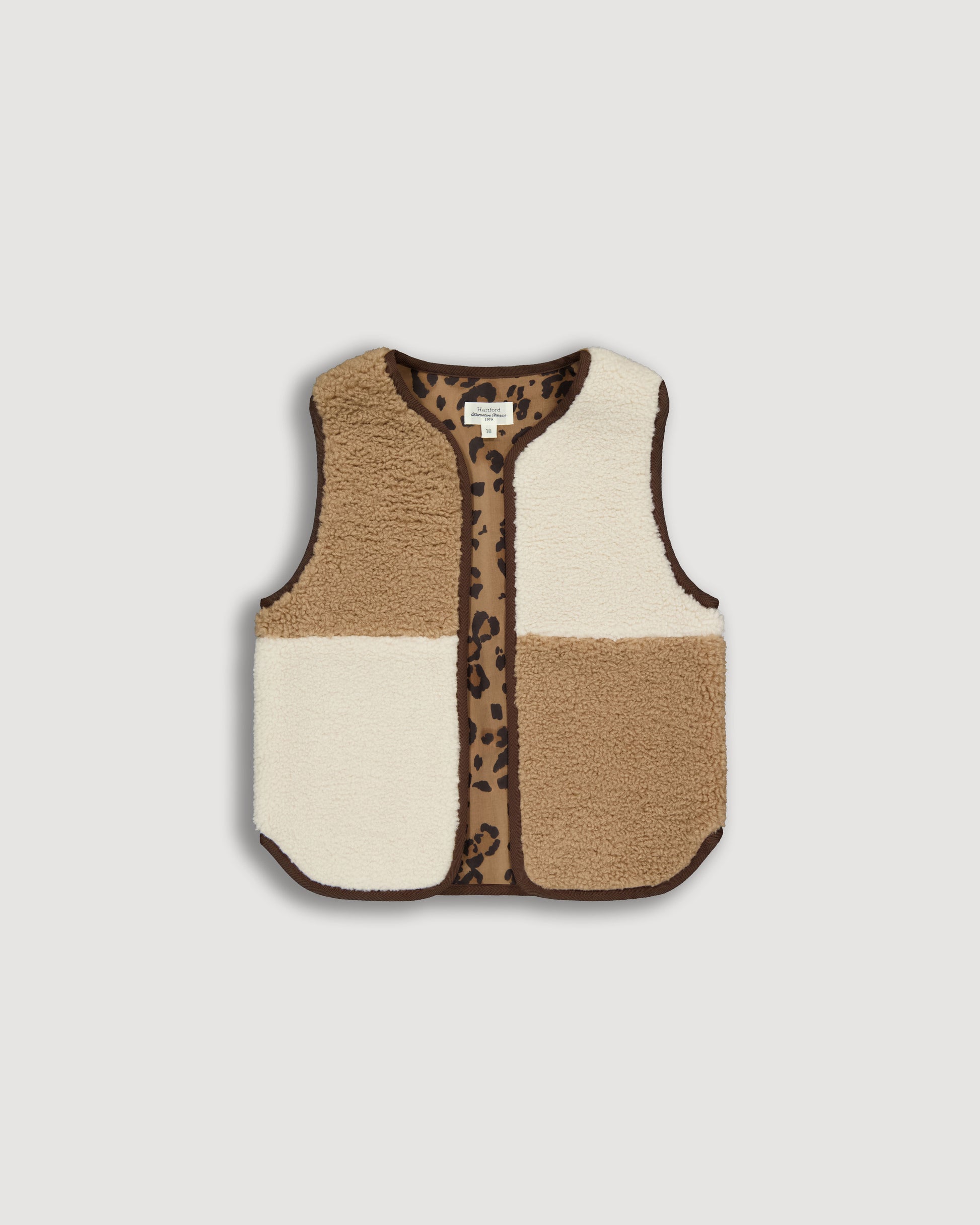 Gilet Fille en Sherpa Beige & Ecru Veepie
