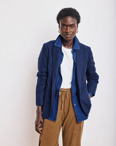 Veste Femme en Flanelle de Laine Bleu Marine Virna