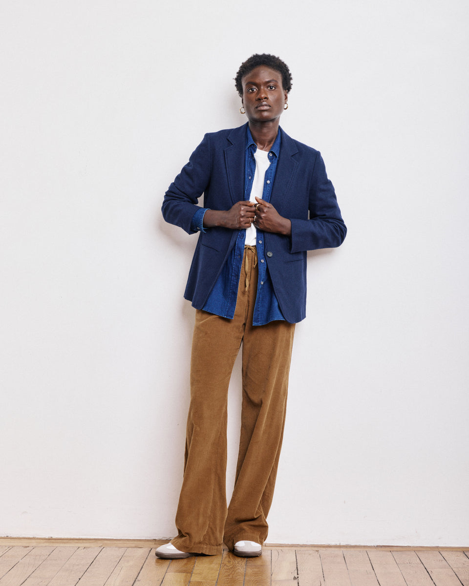 Virna Women's Navy Blue Wool Flannel Jacket - Image alternative