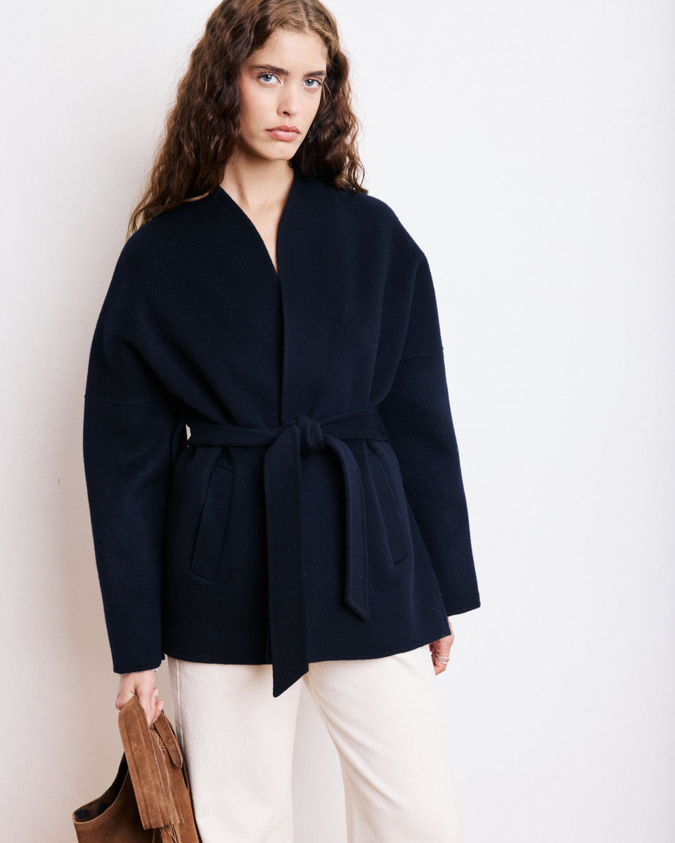 Vanelle Women's Navy Blue Double Face Wool Coat - Image alternative