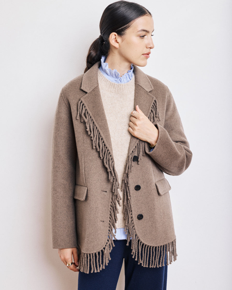 Veste Femme en Laine Double Face Taupe Chiné Vermont - Image alternative
