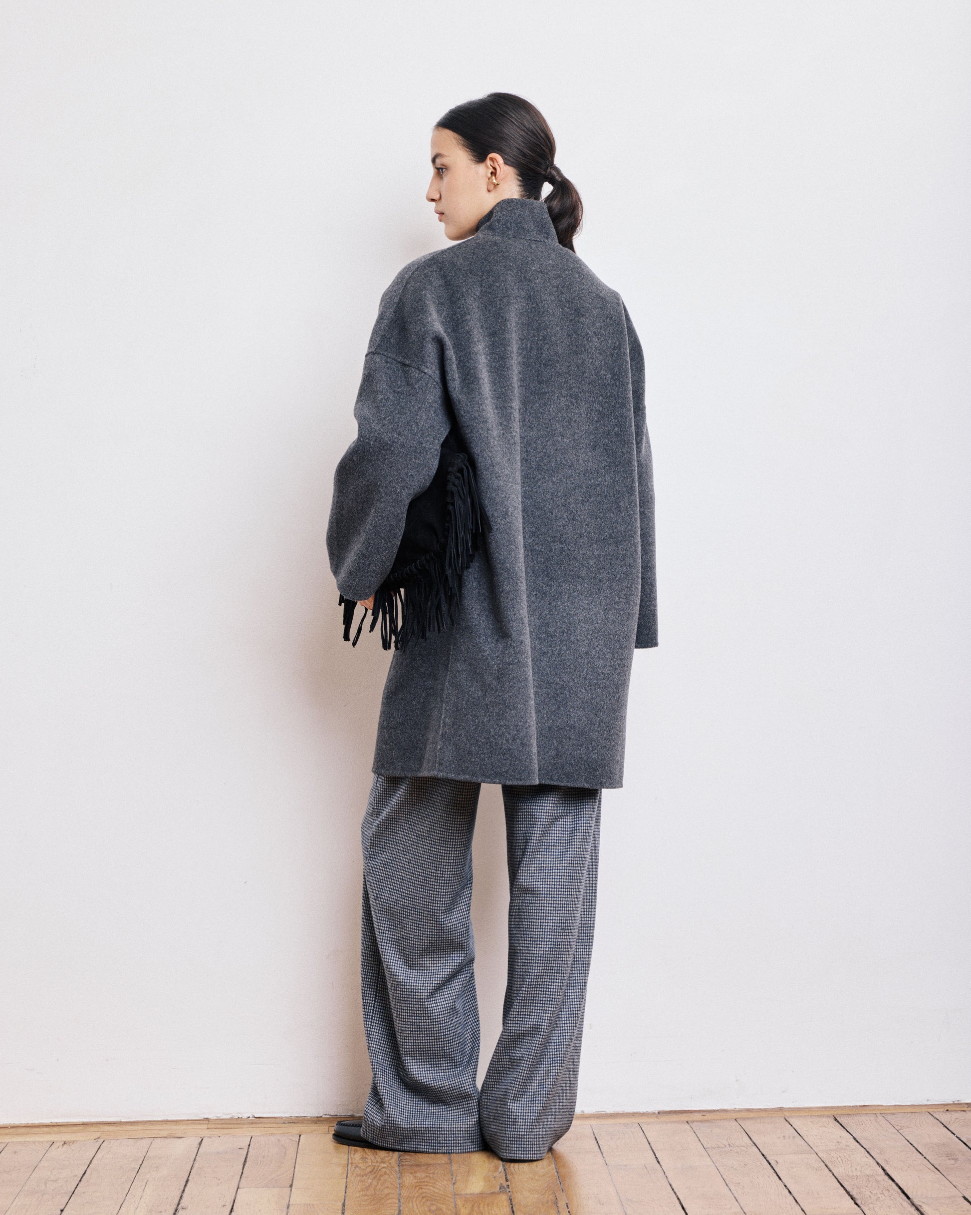 Manteau Femme en Laine Double Face Anthracite Vadim