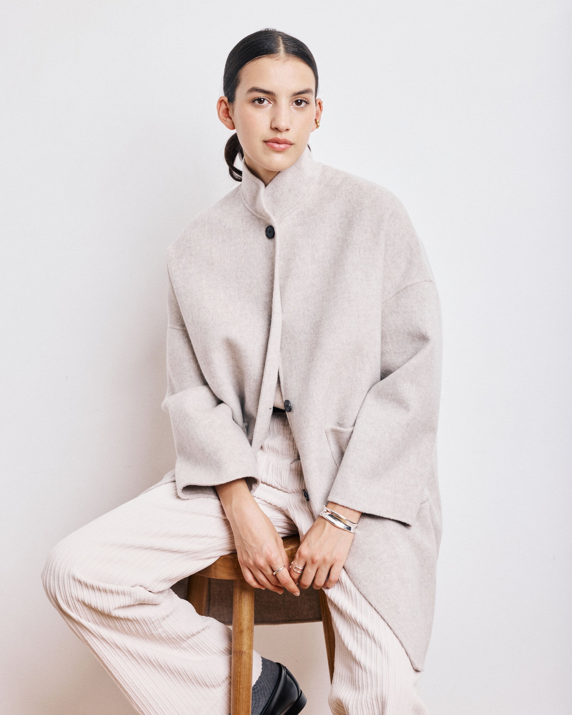 Manteau Femme en Laine Double Face Naturel Vadim