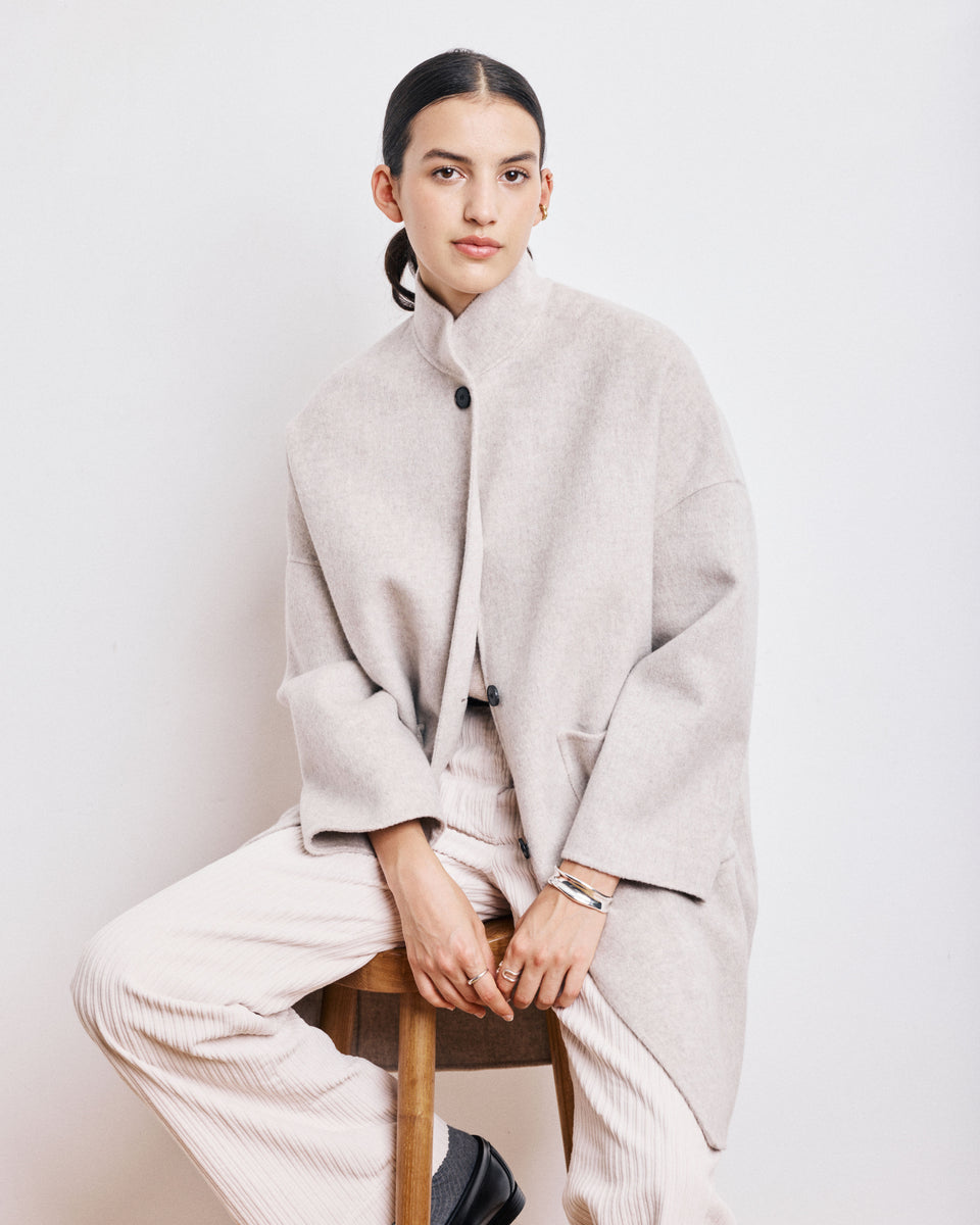 Manteau Femme en Laine Double Face Naturel Vadim - Image 3