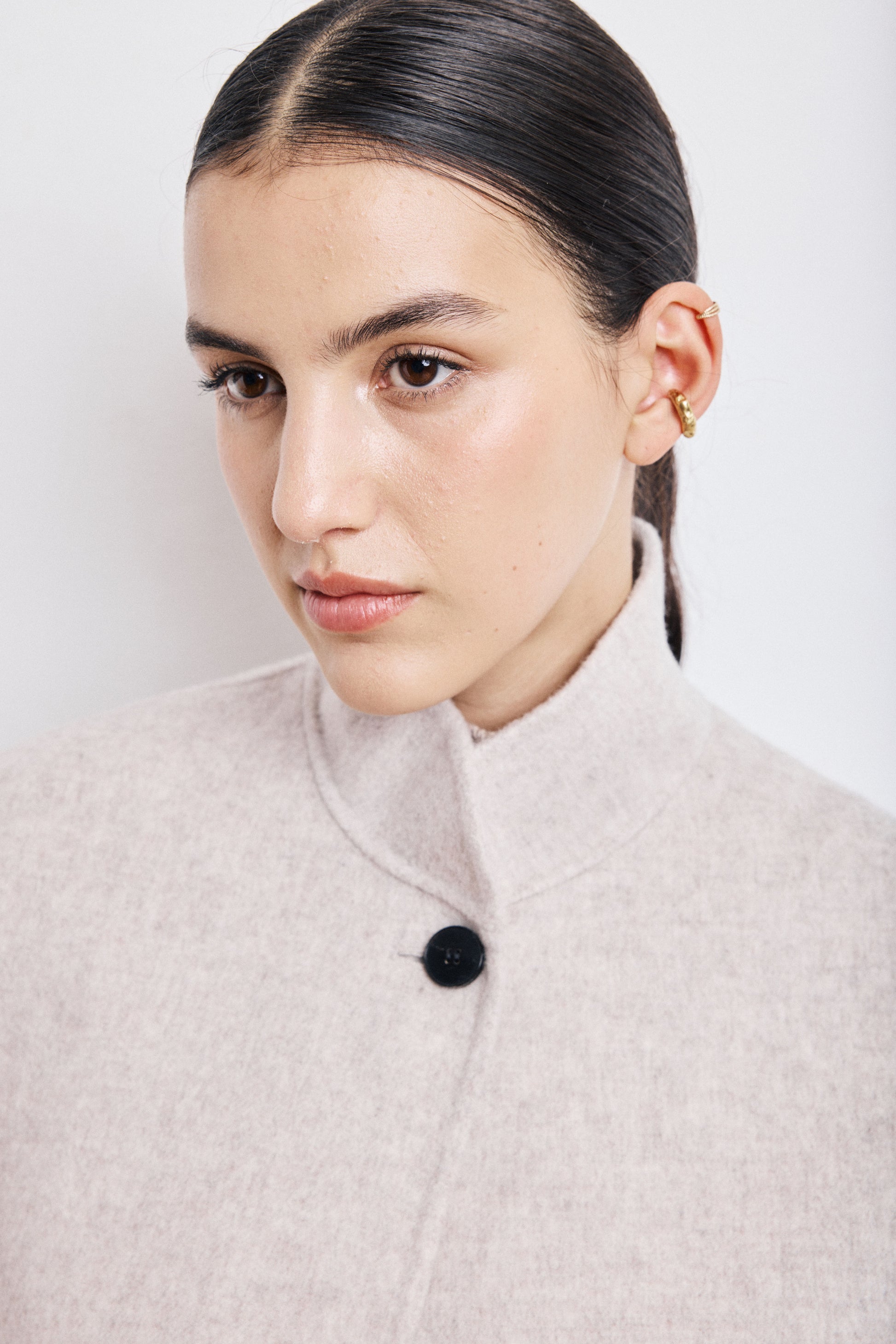 Manteau Femme en Laine Double Face Naturel Vadim
