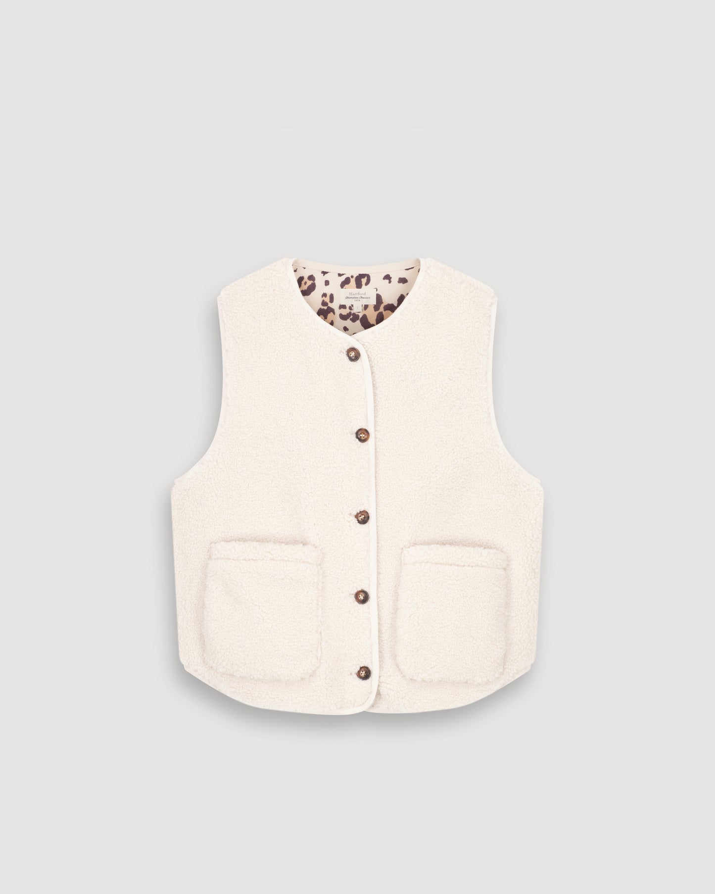 Veon Women's Off-White Curly Faux Fur Vest