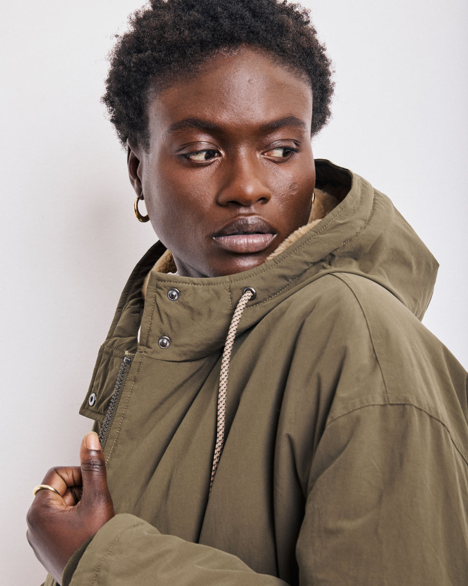 Parka Femme en Nylon & Coton Déperlante Vert Militaire Vader - Image alternative