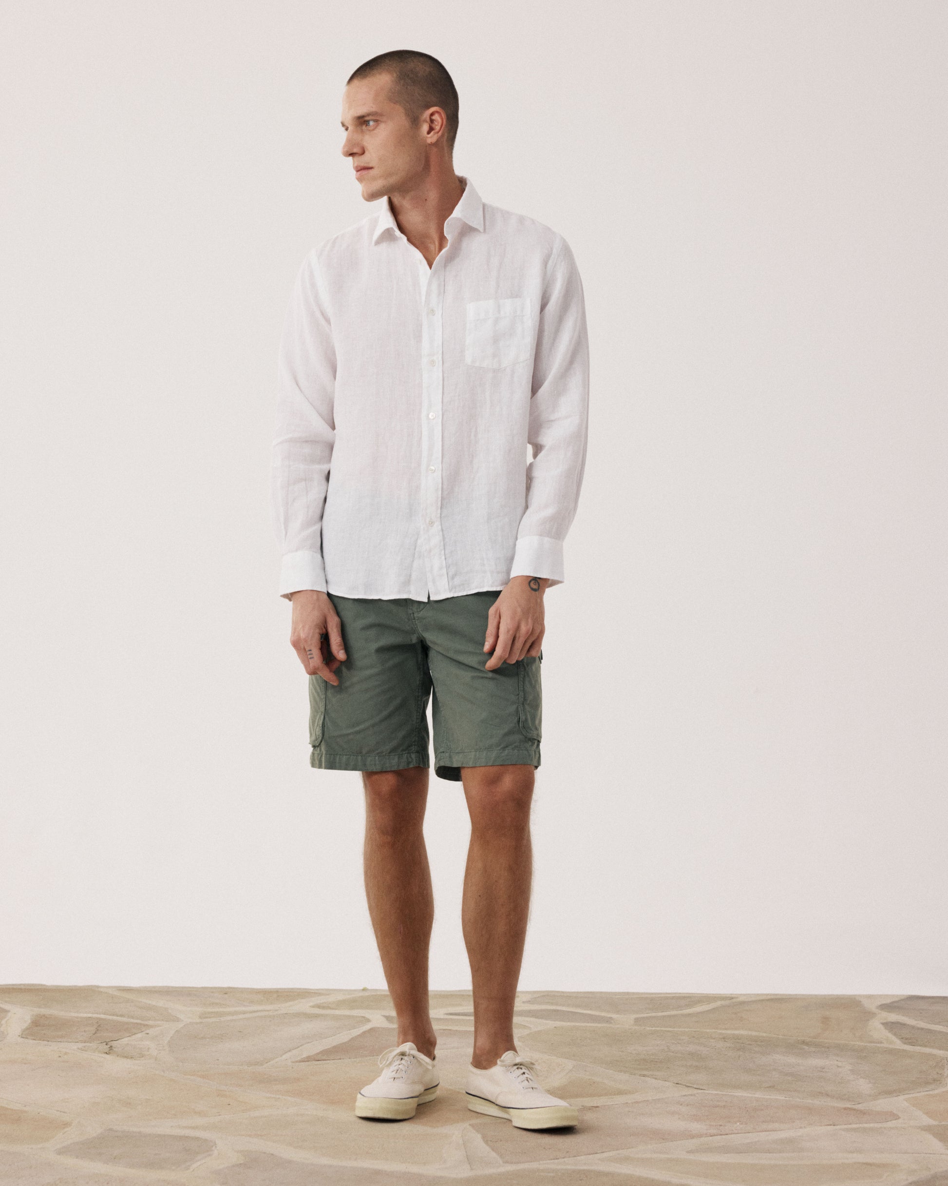 Paul Men's White Linen Shirt BF01001-20 - Men's Shirt Paul Men's White Linen Shirt BF01001-20 - Men's Shirt