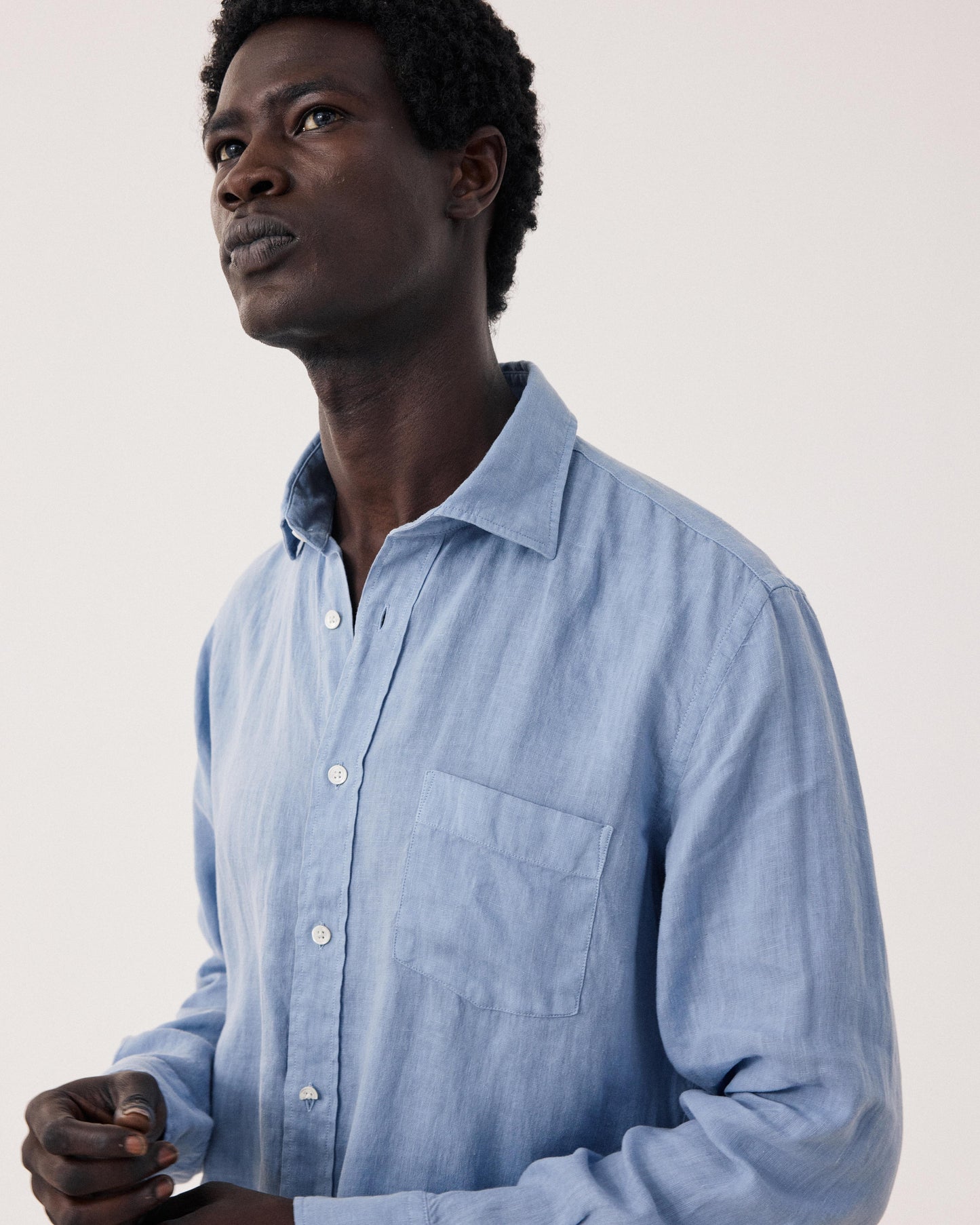 Paul Light Blue Linen Men's Shirt BF01001-64